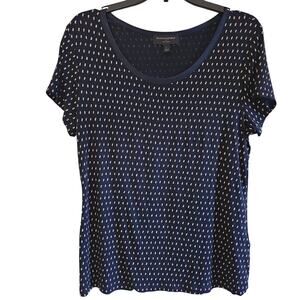 Banana Republic Luxe Touch Women's Navy Print Tee Size Large